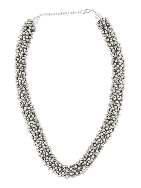 Traditional Long Necklace in Oxidised Silver finish - YGI52