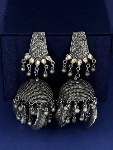 Kundan Jhumka Earrings in Two Tone finish - YGI33