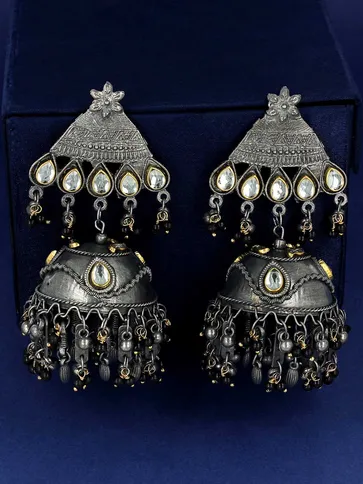 Kundan Jhumka Earrings in Two Tone finish - YGI35