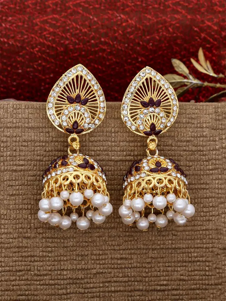 Antique Jhumka Earrings in Gold finish - MIJ178