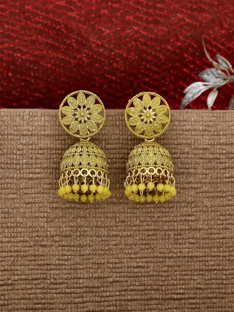 Meenakari Jhumka Earrings in Gold finish - MIJ188