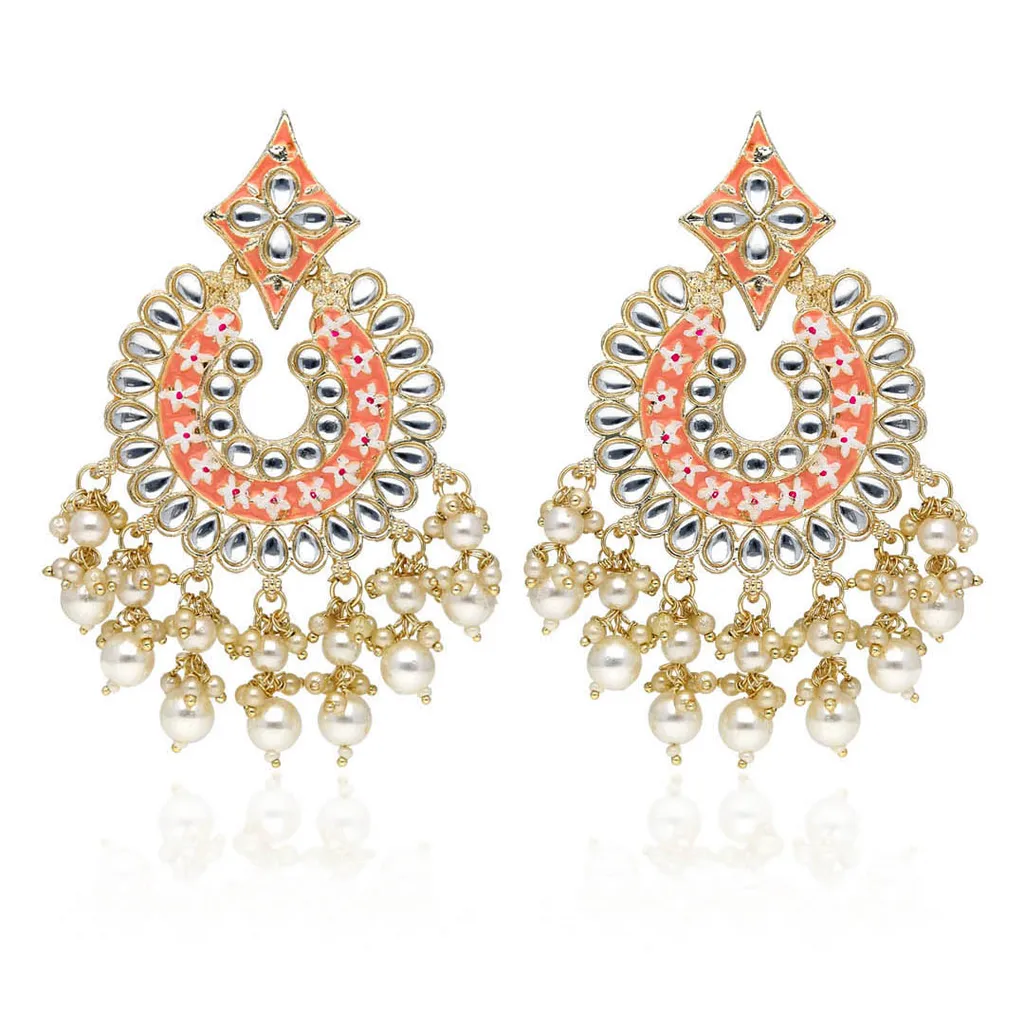 Meenakari Chandbali Earrings in Gold finish - PM5A