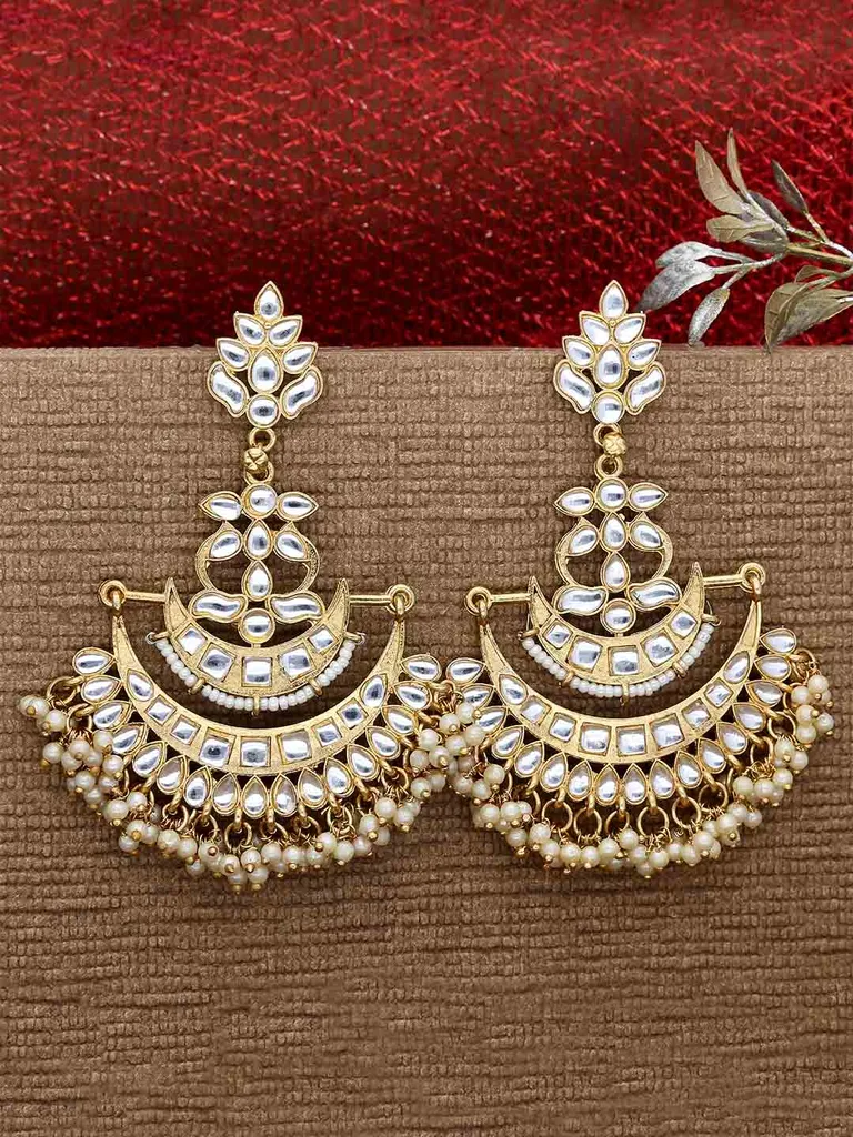 Kundan Chandbali Earrings in Gold finish - MIJ216