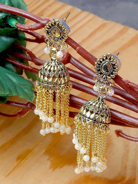 Jhumka Earrings in Oxidised Gold finish - ER28