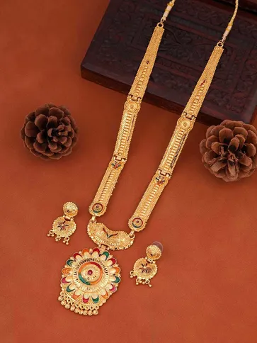 Traditional Forming Gold Necklace Set - NCK225
