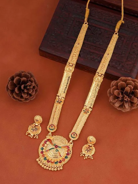 Traditional Forming Gold Necklace Set - NCK226