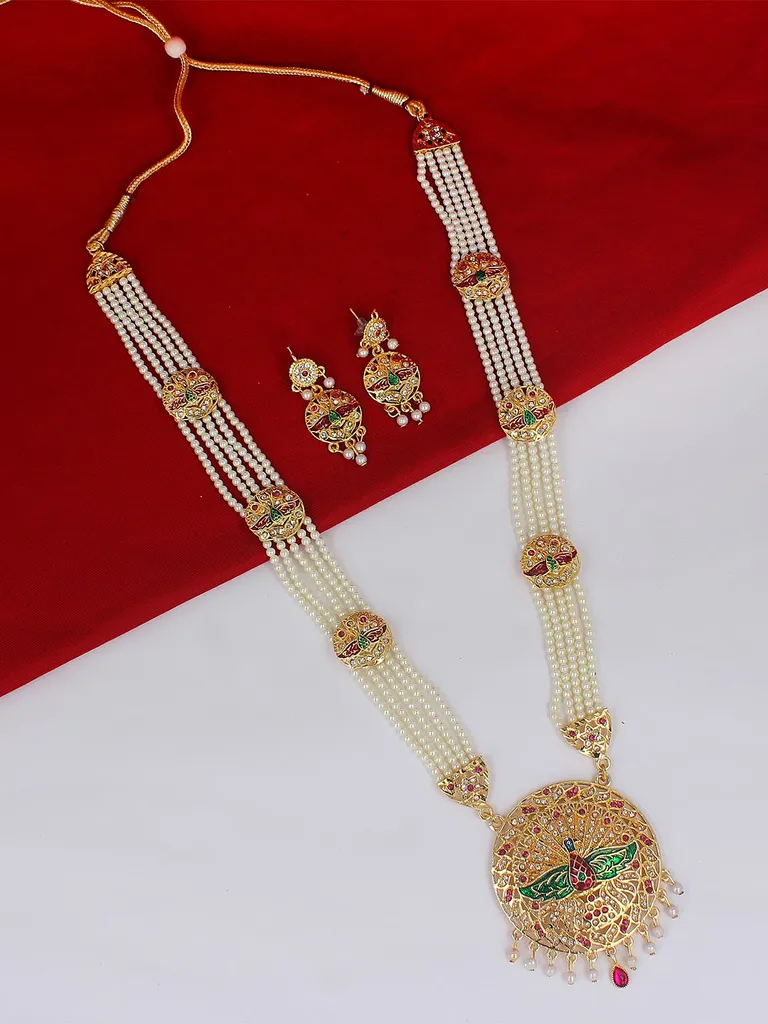 Antique Long Necklace Set in Gold finish - PSR252