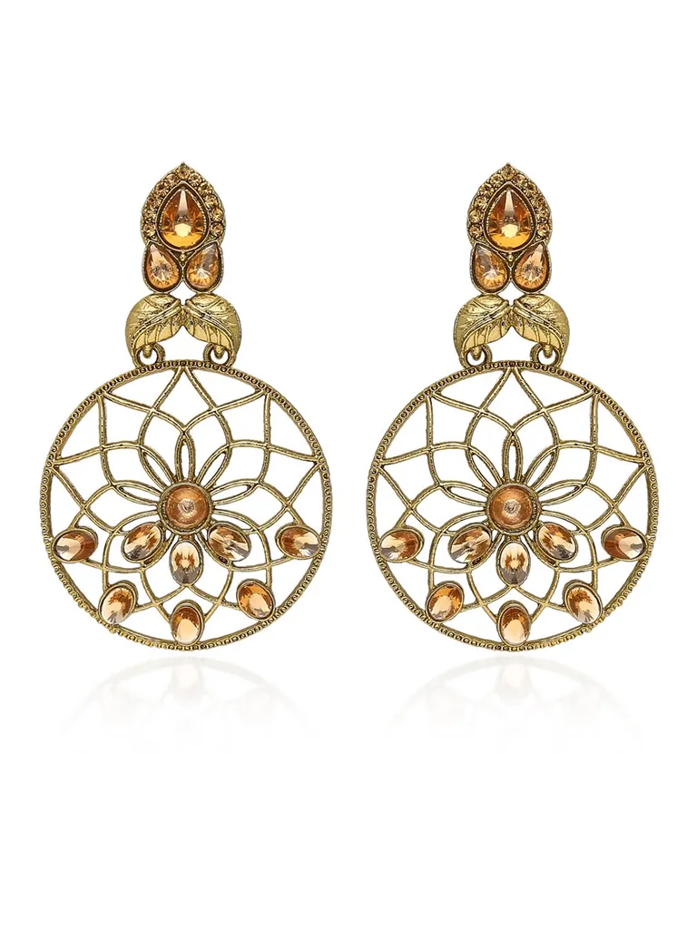 Traditional Long Earrings in Gold finish - S34841