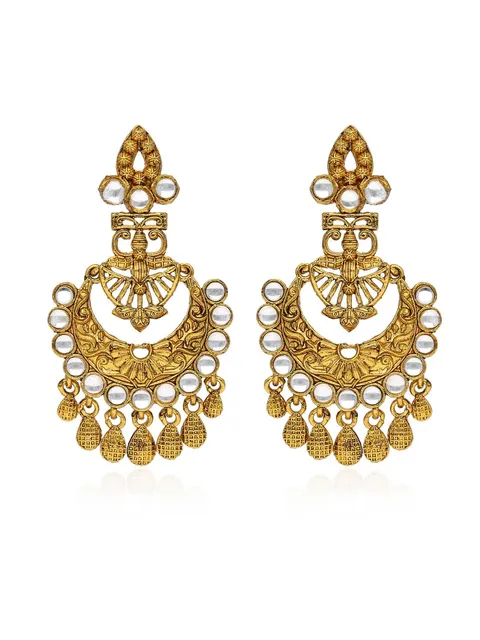 Antique Chandbali Earrings in Gold finish - S34906