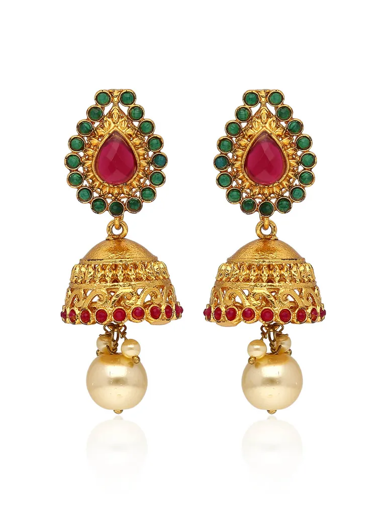Antique Jhumka Earrings in Gold finish - S34945