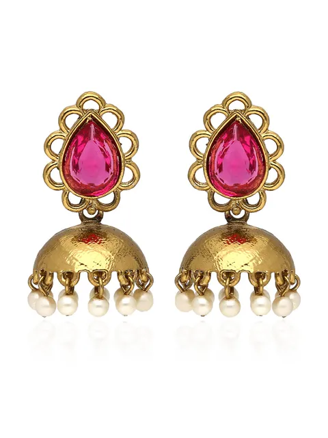 Antique Jhumka Earrings in Gold finish - S34960