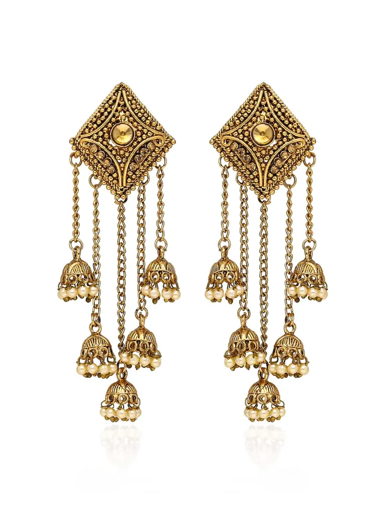 Antique Jhumka Earrings in Gold finish - S34961