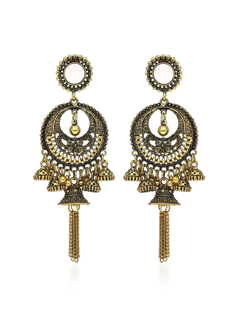 Traditional Jhumka Earrings in Oxidised Gold finish - S35014
