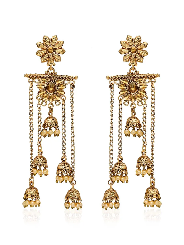 Antique Jhumka Earrings in Gold finish - S34921
