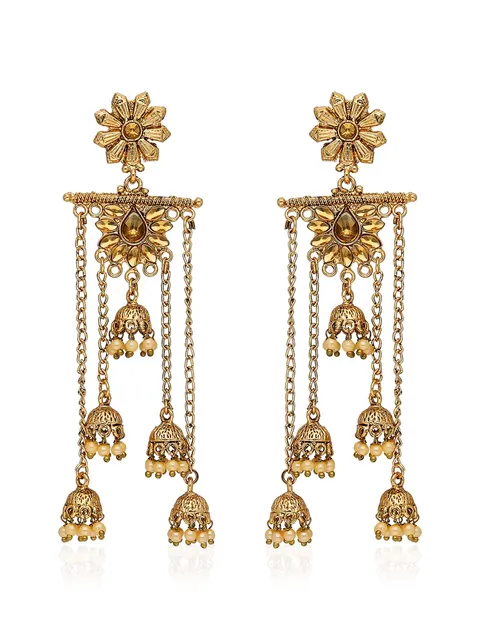 Antique Jhumka Earrings in Gold finish - S34921
