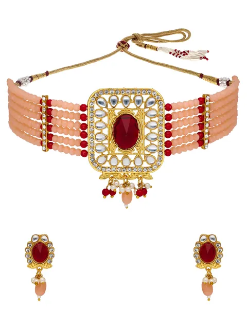 Kundan Choker Necklace Set in Gold finish - PSR115