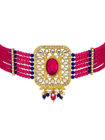 Kundan Choker Necklace Set in Gold finish - PSR358