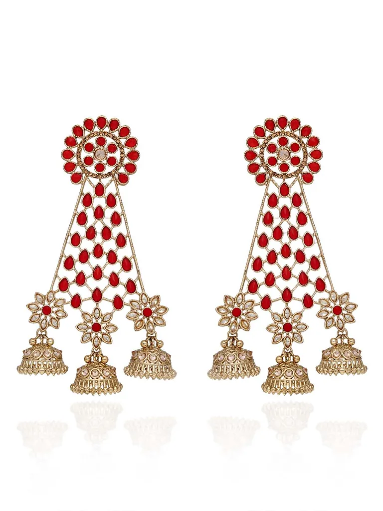 Reverse AD Jhumka Earrings in Oxidised Gold finish - CNB702