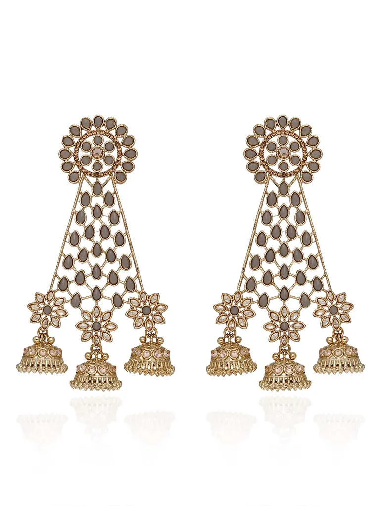 Reverse AD Jhumka Earrings in Oxidised Gold finish - CNB703