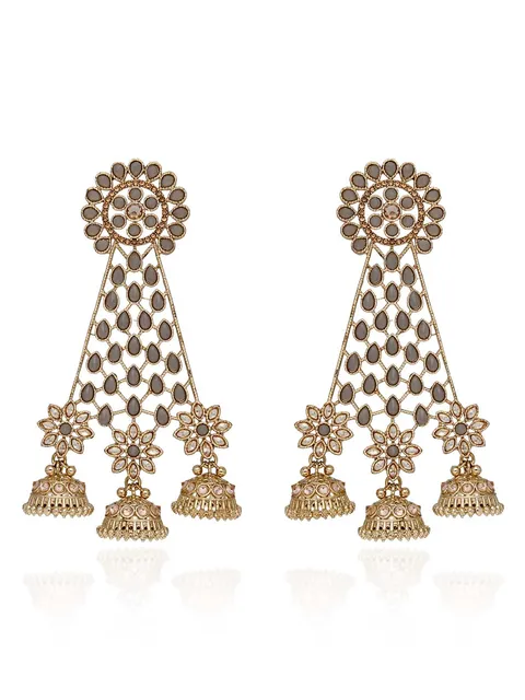 Reverse AD Jhumka Earrings in Oxidised Gold finish - CNB703