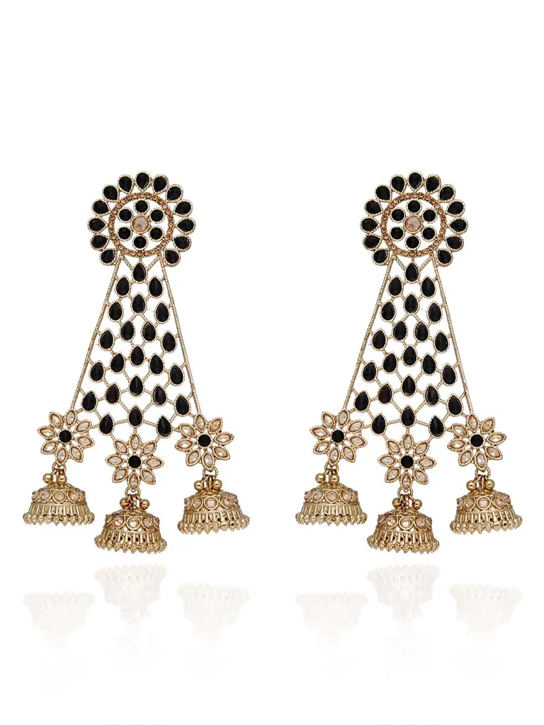 Reverse AD Jhumka Earrings in Oxidised Gold finish - CNB706