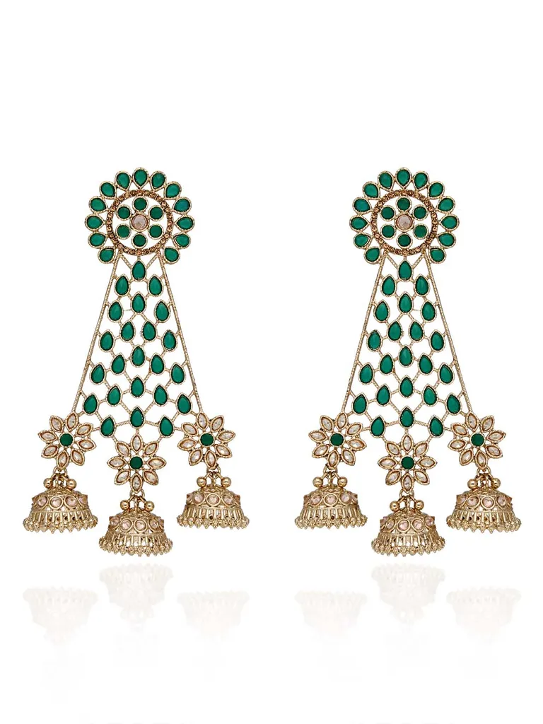 Reverse AD Jhumka Earrings in Oxidised Gold finish - CNB707