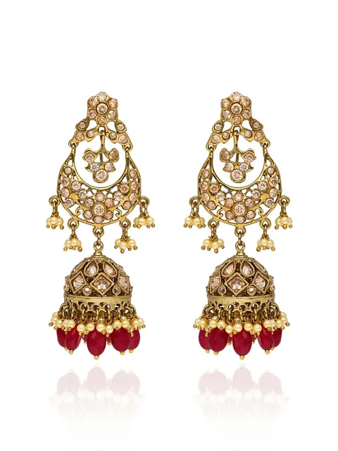 Reverse AD Jhumka Earrings in Gold finish - MT277