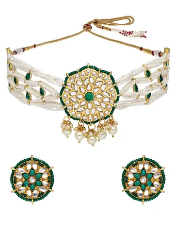 Kundan Choker Necklace Set in Gold finish - P5081