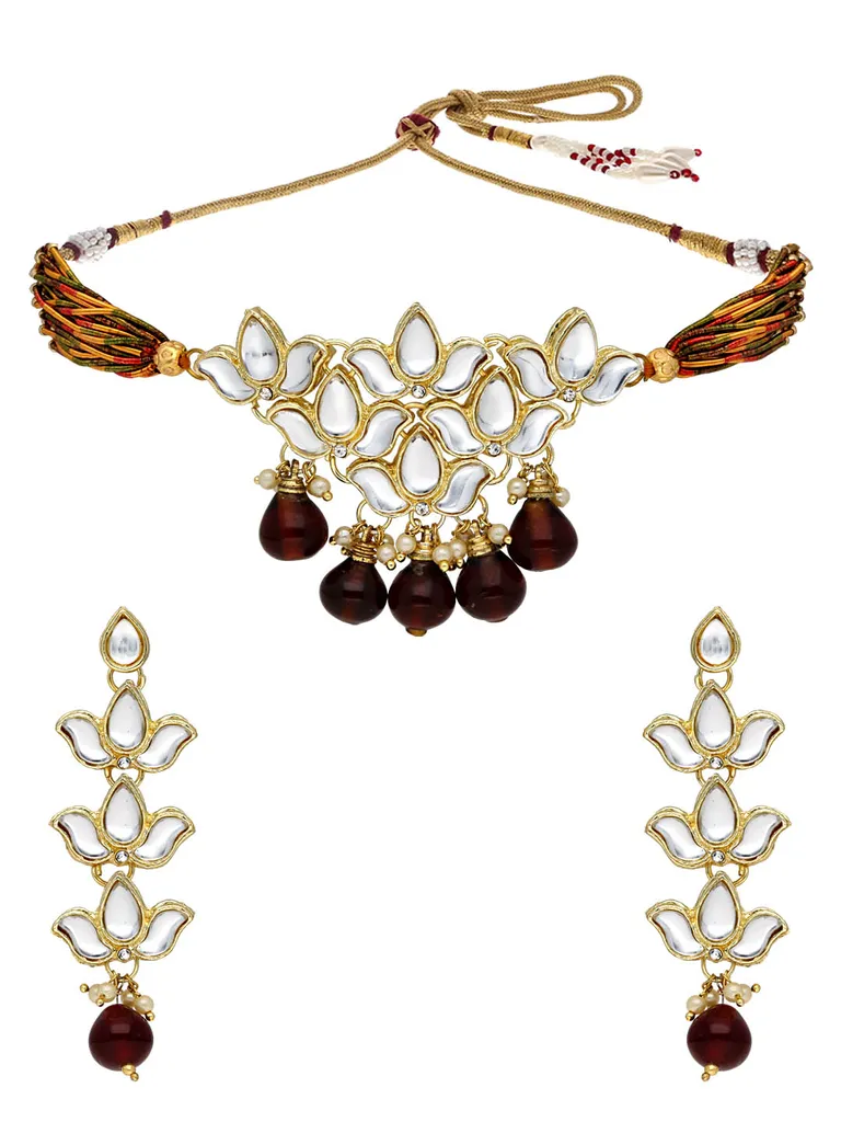 Kundan Choker Necklace Set in Gold finish - P5155