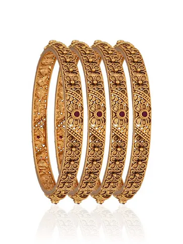 Antique Brass Material Bangles in Gold finish - S35356