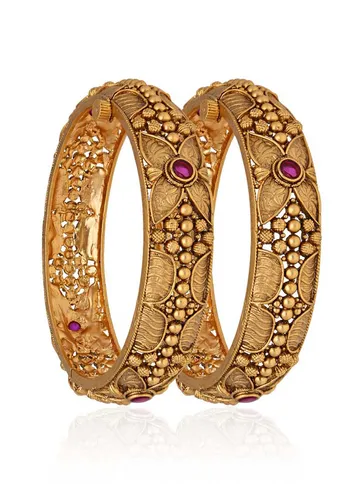 Antique Brass Material Bangles in Gold finish - S35361