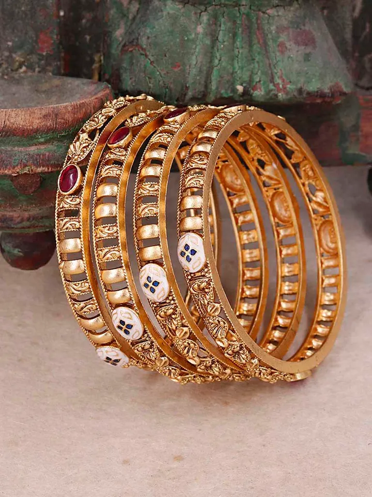 Antique Brass Material Bangles in Gold finish - S35357