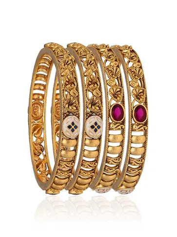 Antique Brass Material Bangles in Gold finish - S35357