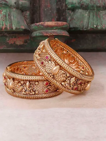 Temple Brass Material Bangles in Gold finish - S35369