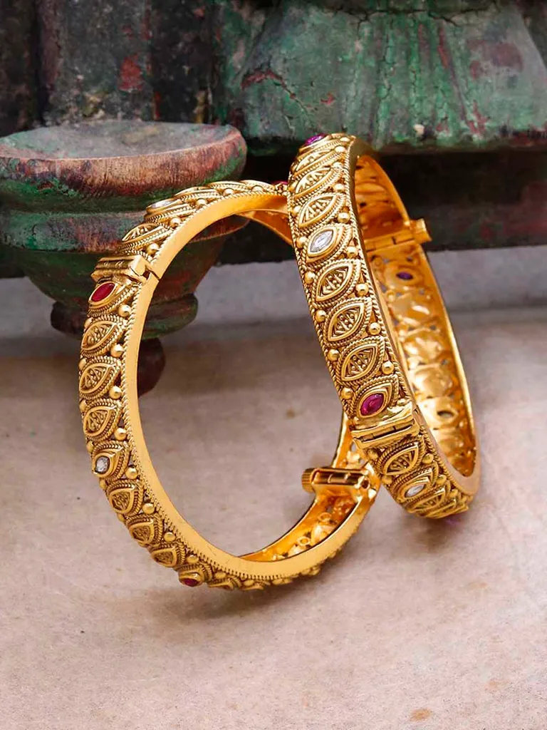 Antique Brass Material Bangles in Gold finish - S35374