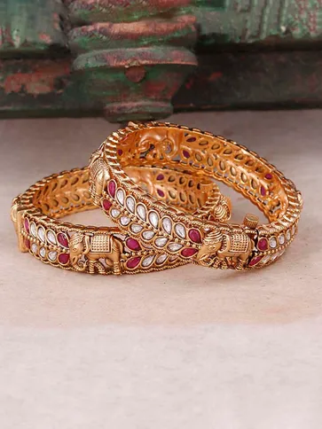 Antique Brass Material Bangles in Gold finish - S35372