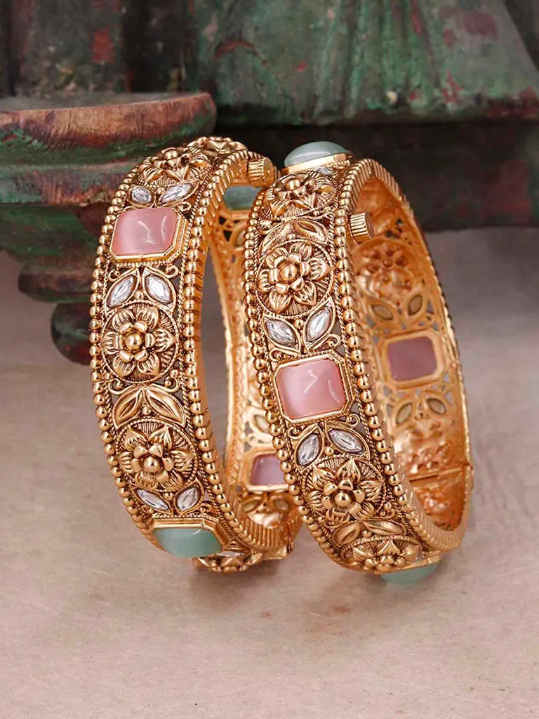 Antique Brass Material Bangles in Gold finish - S35380