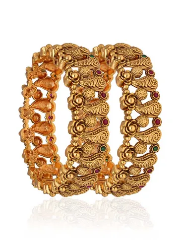 Antique Brass Material Bangles in Gold finish - S35378