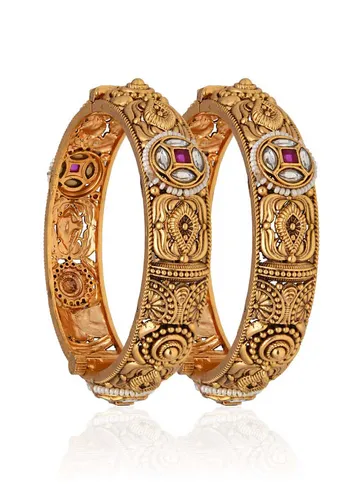 Antique Brass Material Bangles in Gold finish - S35386