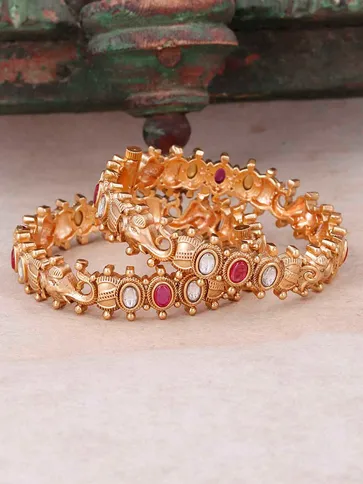 Antique Brass Material Bangles in Gold finish - S35384
