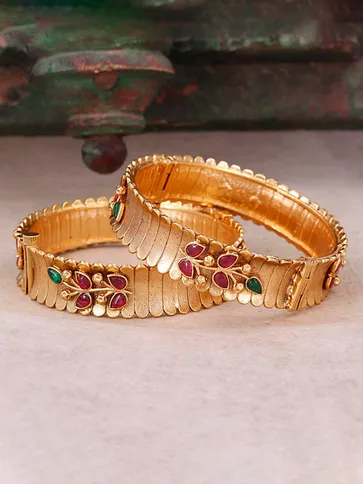 Antique Brass Material Bangles in Gold finish - S35382