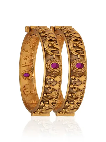 Antique Brass Material Bangles in Gold finish - S35388