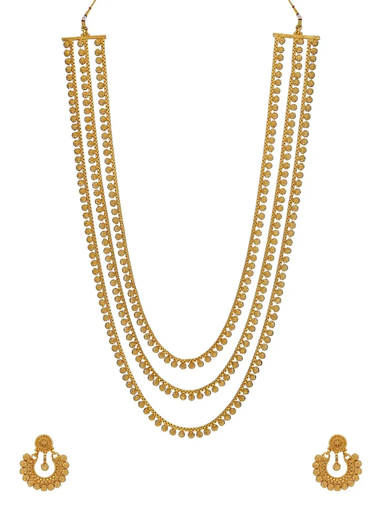 Antique Gold Long Necklace Set - CNB920