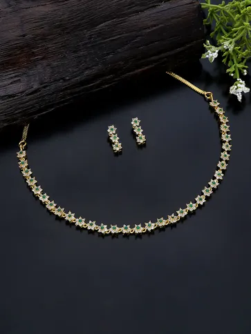 AD / CZ Necklace Set in Gold finish - KLP274