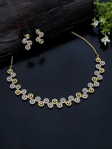 AD / CZ Necklace Set in Two Tone finish - KLP279