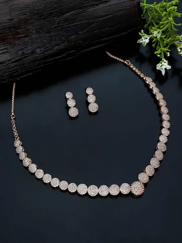AD / CZ Necklace Set in Rose Gold finish - KLP283
