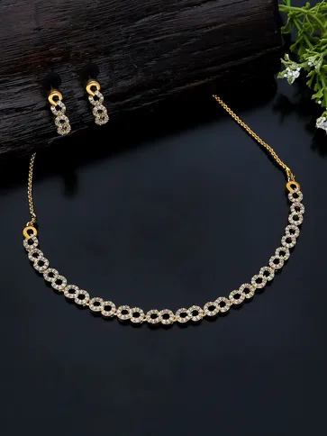 AD / CZ Necklace Set in Gold finish - KLP286
