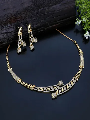 AD / CZ Necklace Set in Gold finish - KLP302