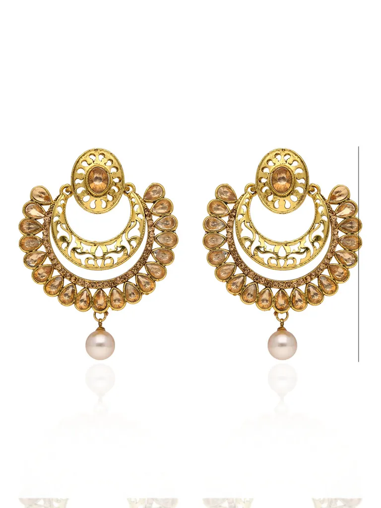 Traditional Chandbali Earrings in Gold finish - S35173