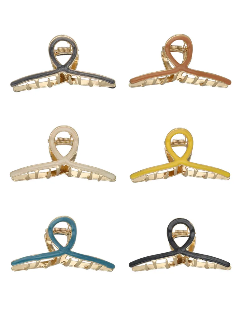 Plain Butterfly Clip in Assorted color and Gold finish - CNB37455